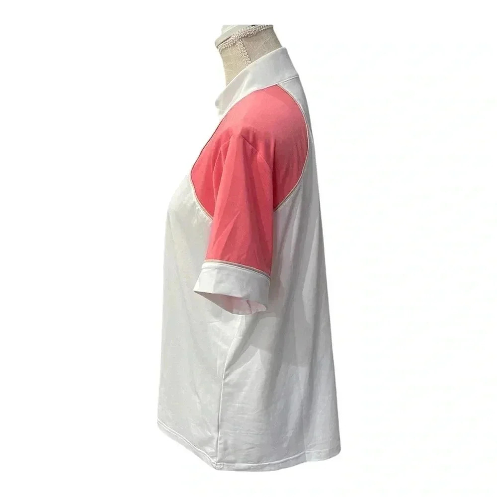 GG Blue Half Zip Polo White Pink Lightweight Golf Tennis Shirt Women’s size XL - Picture 2 of 11